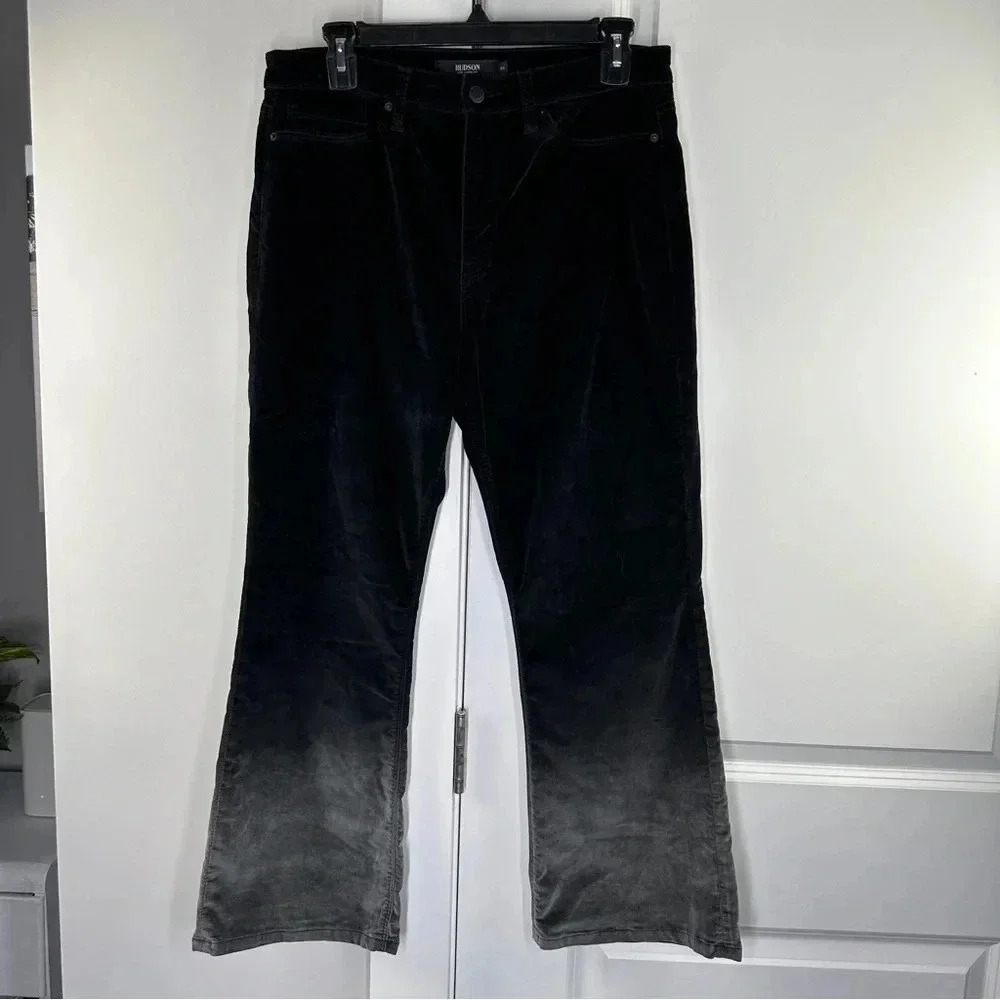Hudson Size 30 Velvet‎ Ombre Holy Flare Crop Pants Classic Neutral Black to Gray - Picture 10 of 15